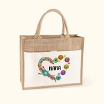 Personalized Knitting Love Jute Bag Knitter Storage Bag with 1-12 Children Names Gift for Mom Grandma Sewing Enthusiast