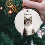 Personalized Dog Cat Portrait Photo Christmas Ceramic Ornament with Name Home Decoration Christmas Gift for Family Pet Lovers