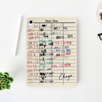 Gepersonaliseerde Retro Bibliotheek Datum Verschuldigd Kaart Ontwerp Hoesje voor iPad met Potloodhouder Verjaardagscadeaus voor Boekenliefhebbers Leze