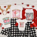 Personalizado Jolly Vibes Dibujos animados Camiseta Bebé Onesie Familia Navidad Retro Checkerboard Disfraz Navidad Holiday Regalo para la familia Kid New Parent