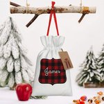 Sac de Noël personnalisé à double ruban de satin avec nom Cadeau de Noël pour les enfants