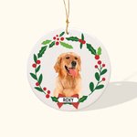 Personalized Dog Cat Portrait Photo Christmas Ceramic Ornament with Name Home Decoration Christmas Gift for Family Pet Lovers