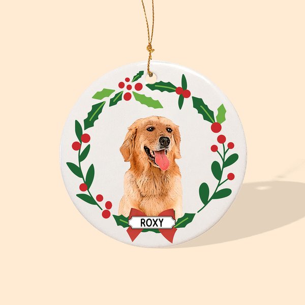 Ornement en Céramique Personnalisé avec Portrait de Chien Chat et Nom Décoration de Maison Cadeau de Noël pour Amoureux des Animaux