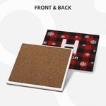 Sous-verre personnalisé Buffalo Plaid Snowflakes avec initiale et nom Lot de 2 Cadeau de pendaison de crémaillère pour la famille