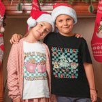 Personalizado Jolly Vibes Dibujos animados Camiseta Bebé Onesie Familia Navidad Retro Checkerboard Disfraz Navidad Holiday Regalo para la familia Kid New Parent