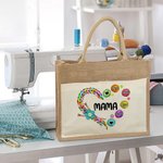 Personalized Knitting Love Jute Bag Knitter Storage Bag with 1-12 Children Names Gift for Mom Grandma Sewing Enthusiast