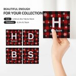 Sous-verre personnalisé Buffalo Plaid Snowflakes avec initiale et nom Lot de 2 Cadeau de pendaison de crémaillère pour la famille