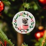 Personalized Dog Cat Portrait Photo Christmas Ceramic Ornament with Name Home Decoration Christmas Gift for Family Pet Lovers