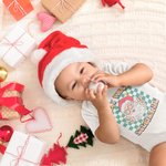 Personalizado Jolly Vibes Dibujos animados Camiseta Bebé Onesie Familia Navidad Retro Checkerboard Disfraz Navidad Holiday Regalo para la familia Kid New Parent