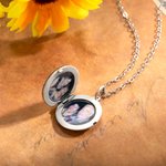Collar Personalizado Girasol con Foto Caja Redonda Relicario Collar Navidad Cumpleaños Regalo para Mujer Amiga