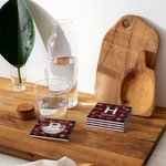 Sous-verre personnalisé Buffalo Plaid Snowflakes avec initiale et nom Lot de 2 Cadeau de pendaison de crémaillère pour la famille