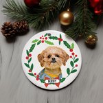 Personalized Dog Cat Portrait Photo Christmas Ceramic Ornament with Name Home Decoration Christmas Gift for Family Pet Lovers