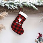 Personalizzato Buffalo Plaid Calza di Natale con nome Orso Alce Cervo Albero Antler Regalo di Natale per bambini Famiglia