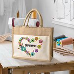 Personalized Knitting Love Jute Bag Knitter Storage Bag with 1-12 Children Names Gift for Mom Grandma Sewing Enthusiast