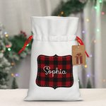 Sac de Noël personnalisé à double ruban de satin avec nom Cadeau de Noël pour les enfants