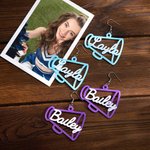 Gepersonaliseerde 3D afgedrukte oorbellen Cheerleader Megafoon oorbellen met naam Verjaardag Kerstcadeau voor Cheerleading liefhebbers