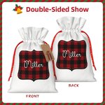 Sac de Noël personnalisé à double ruban de satin avec nom Cadeau de Noël pour les enfants