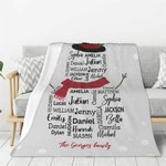 Muñeco de nieve personalizado Suave manta de lana Sherpa con el nombre de la familia Regalo de Navidad para la familia