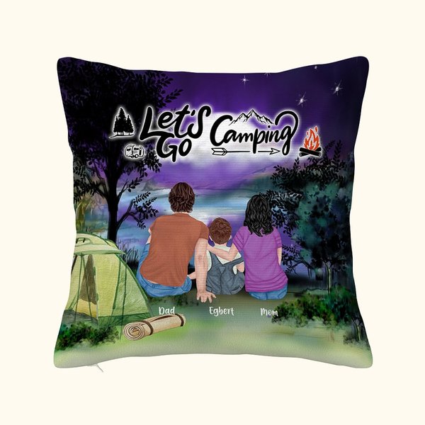 Famiglia personalizzata Let's Go Camping Throw Pillow Cover Regalo di San Valentino Regalo di anniversario per la decorazione della casa Divano camera