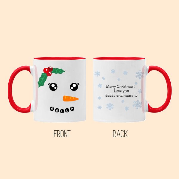 Personalizada Lovely Christmas Snowman Expression Taza de Cerámica 11oz 15oz Café Taza de Té Leche Regalo de Navidad para la Familia Amigo