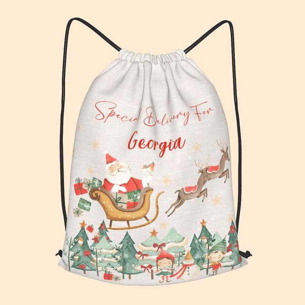 Consegna speciale personalizzata Confezione con tracolla con disegno di Babbo Natale e renna e nome Regalo di Natale per amici di famiglia