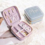 100% Italian Velvet Personalized Portable Jewelry Case with Name Travel Jewelry Box