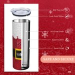 Gepersonaliseerde Kerstman 20oz Skinny Tumbler met Deksel en Rietje Schoonmaakborstel Kerstcadeau voor Vriend Familie