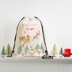 Consegna speciale personalizzata Confezione con tracolla con disegno di Babbo Natale e renna e nome Regalo di Natale per amici di famiglia