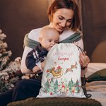 Consegna speciale personalizzata Confezione con tracolla con disegno di Babbo Natale e renna e nome Regalo di Natale per amici di famiglia