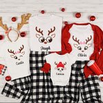 Personalisierte Rentier Gesicht T-shirt Sweatshirt Baby Onesie Familie Weihnachten niedlich Kostüm Weihnachten Urlaub Party Geschenk für Eltern Kind