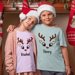 Personalisierte Rentier Gesicht T-shirt Sweatshirt Baby Onesie Familie Weihnachten niedlich Kostüm Weihnachten Urlaub Party Geschenk für Eltern Kind