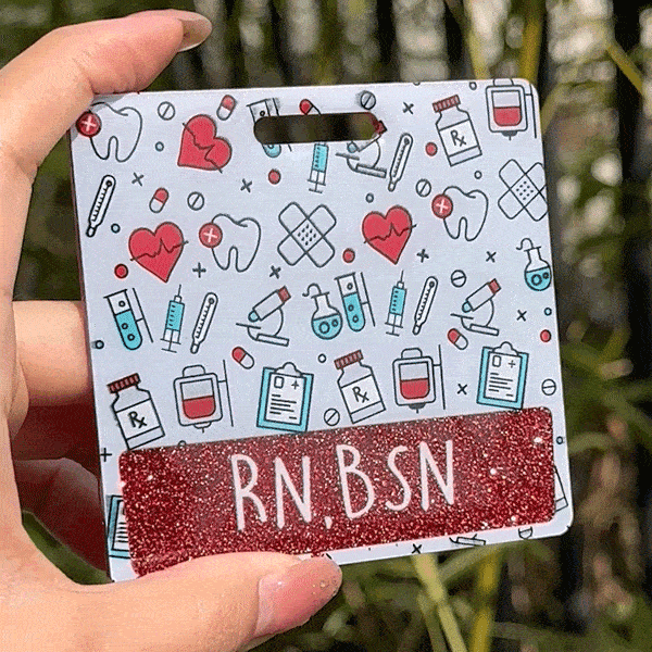 Personalised Glitter Anatomical Heart Retractable Badge Reel with Name and Badge Buddy Appreciation Birthday Gift for Nurse Doctor Medical Staff