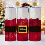 Gepersonaliseerde Kerstman 20oz Skinny Tumbler met Deksel en Rietje Schoonmaakborstel Kerstcadeau voor Vriend Familie