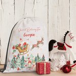 Consegna speciale personalizzata Confezione con tracolla con disegno di Babbo Natale e renna e nome Regalo di Natale per amici di famiglia