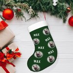 Personalizzato Lovely Pet Foto rotonda Calza di Natale con nome Borsa regalo Decorazione albero di Natale per l'amico amante degli animali domestici