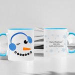 Personalizada Lovely Christmas Snowman Expression Taza de Cerámica 11oz 15oz Café Taza de Té Leche Regalo de Navidad para la Familia Amigo