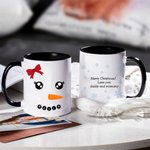 Personalizada Lovely Christmas Snowman Expression Taza de Cerámica 11oz 15oz Café Taza de Té Leche Regalo de Navidad para la Familia Amigo