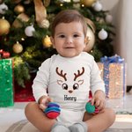Personalisierte Rentier Gesicht T-shirt Sweatshirt Baby Onesie Familie Weihnachten niedlich Kostüm Weihnachten Urlaub Party Geschenk für Eltern Kind