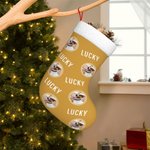 Personalizzato Lovely Pet Foto rotonda Calza di Natale con nome Borsa regalo Decorazione albero di Natale per l'amico amante degli animali domestici