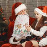 Consegna speciale personalizzata Confezione con tracolla con disegno di Babbo Natale e renna e nome Regalo di Natale per amici di famiglia
