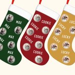 Personalizzato Lovely Pet Foto rotonda Calza di Natale con nome Borsa regalo Decorazione albero di Natale per l'amico amante degli animali domestici