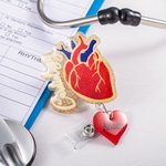 Personalised Glitter Anatomical Heart Retractable Badge Reel with Name and Badge Buddy Appreciation Birthday Gift for Nurse Doctor Medical Staff