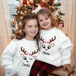 Personalisierte Rentier Gesicht T-shirt Sweatshirt Baby Onesie Familie Weihnachten niedlich Kostüm Weihnachten Urlaub Party Geschenk für Eltern Kind