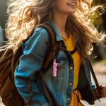 Porte-clé Personnalisé avec Nom Accessoire en Acrylique Paillettes Roses Décor Sac Cadeau pour Fans de Poupée
