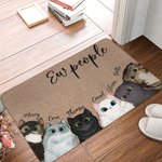 Personalised Cute Cat Doormat Ew People Quote Mat Cat Avatar Decoration with Name Birthday Housewarming Gift for Family Cat Lover