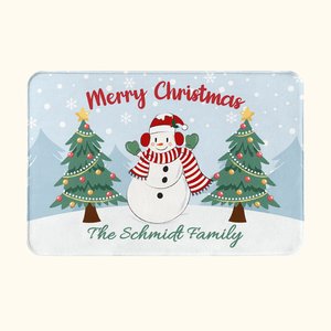 Personalised Christmas Snowman Welcome Mat Non-Slip Absorbent Door Mat Christmas Gift for Family Friend