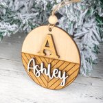 Ornamento rustico personalizzato 3D in legno fatto a mano con taglio del nome Regalo di Natale per amici di famiglia