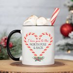 Gepersonaliseerde Love You to the North Pole & Back Mok met Suikerspinontwerp en Naam Kerstcadeau voor Familiekoppels