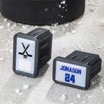 Embout de Crosse de Hockey Personnalisé avec Nom Numéro Imprimé en 3D Taille JR & SR Cadeau d'Anniversaire Noël Accessoire pour Joueur de Hockey