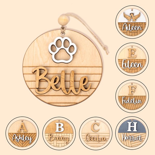 Ornamento rustico personalizzato 3D in legno fatto a mano con taglio del nome Regalo di Natale per amici di famiglia
